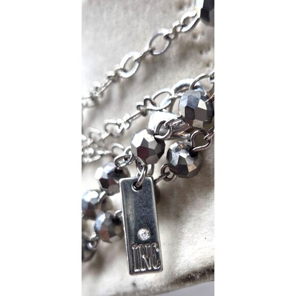 MIxed Media Silver Gray Floating Beads On 46" Chain by INC - Picture 3 of 4